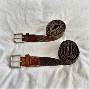 2 Vintage Eddie Bauer Olive and Brown Weave Belts